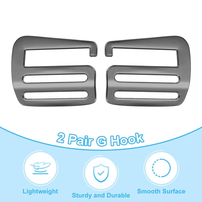 PATIKIL G Hook Webbing Slide Buckles 38mm, 2 Pair Metal