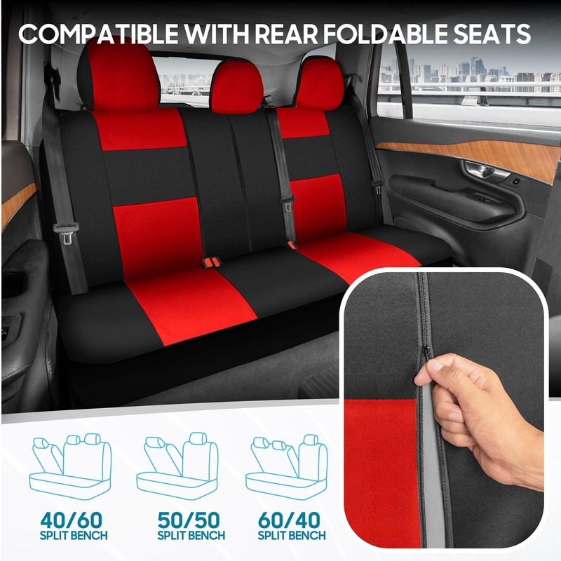 BDK PolyPro Car Seat Covers Full Set in Red on