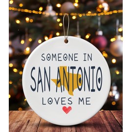 Family Christmas Ornament San Antonio TX Texas Someone in Loves Me Houswarming Keepsake Souvenirs Bulk Long Distance Ornament 2024