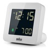Braun digital alarm clock with snooze, negative LCD display, quick