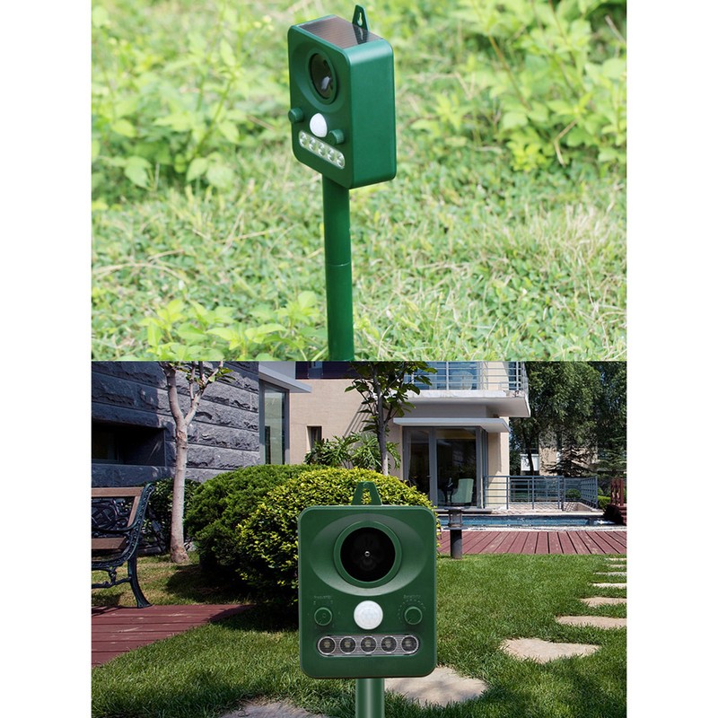 Solar-Powered Animals Repeller Ultrasonic-Wave Dog Cat Rechargeable Repellent for Outdoor