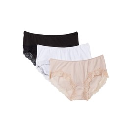 Only Hearts Organic Cotton w/Lace Hipster 3-Pack Bone/White/Black MD