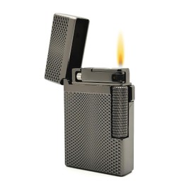 Visol Hubbard Traditional and Torch Flame Refillable Gas Lighter, Flint and Windproof Adjustable Flame Lighter (Shipped Without Butane) (Barley Gunmetal)
