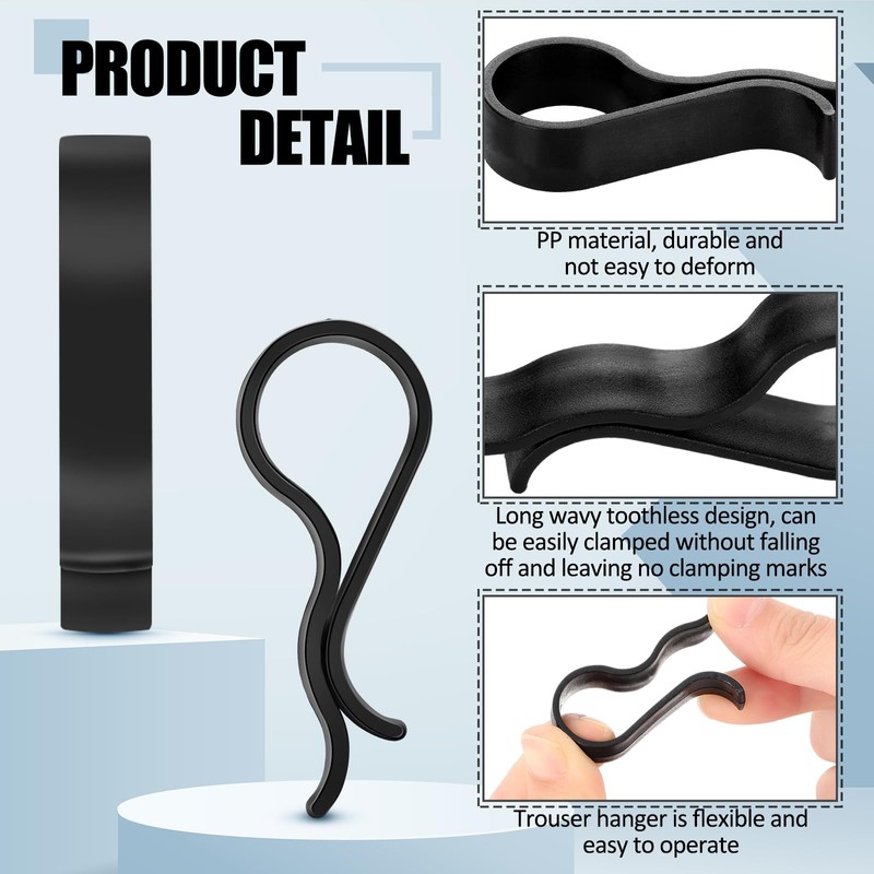 Honeydak 100 Pcs Pant Clips Black Plastic Hanger Clips for
