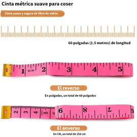 Timotech Juego de 2 Cintas Métricas Portátiles, Cinta Métrica Corporal y de Costura, Doble Cara de 60 Pulgadas, Para Medir Cuerpo, Sastrería, Tejidos y Manualidades