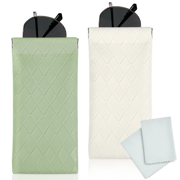 Knagsfa Sunglass Case, 2PCS Soft Eyeglass Cases for Women Portable