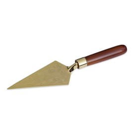 Trowel with Wood Handle and Decorated Gold Blade Masonic Gift