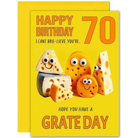 70th Cheesy Birthday Card - Large A5 Size - Cheese Funny Birthday Card for 70 Year old Seventy, Seventieth