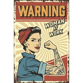 Generisch Tin Sign 20 x 30 Vintage Sign Woman at Work Women Power