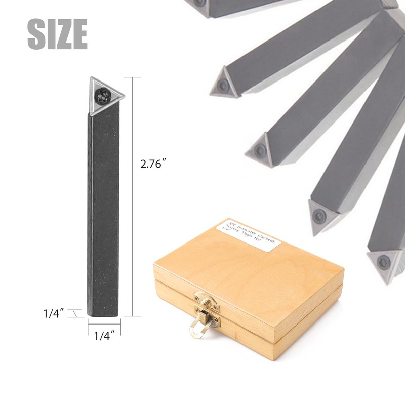 Oudtinx 5PCS Indexable Carbide Turning Tools Set 1/4" AL/AR/BL/BR/E Style