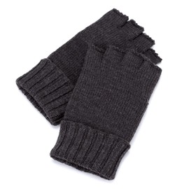 BYOS Unisex Winter Solid Fingerless Knit Gloves Ribbed Cuff, Jg730-charcoal Gray, One Size