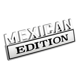 zipelo Mexican Edition Emblem for Car, 3D Car Letters Metal Material Sticker, Auto Side Fender Rear Bumper Badge Decoration Decals, Vehicle Exterior Accessories for SUV Truck (Silver/Black)