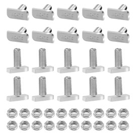 BEASAFY Pack of 20 Hammer Head Screws M8 x 20 Stainless Steel A2-70 with Locking Tooth Nuts Flange Nuts, T M8 Screws, Hammer Head Screw Set for PV Solar Mounting Rails, Greenhouse and Photovoltaics