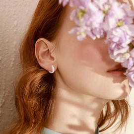 Small Hoop Earrings, Simulated Opal Earrings Hypoallergenic Earrings for Sensitive Ears 925 Sterling Silver Cute Earrings for Women