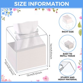 4 Pack Acrylic Tissue Box Cover Square Clear Tissue Box Holder Acrylic Cube Napkin Dispenser Box for Bathroom Bedroom Kitchen Car Office Counter and Table Facial Tissue 5.51 x 5.12 x 5.12 Inch