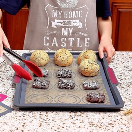 GUANCI Silicone Baking Mat Set of 4, GUANCI Grade Food Baking mats Non-Stick Reusabl...