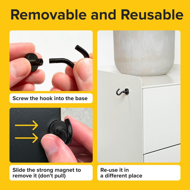 X-bet MAGNET Black Magnetic Hooks 6 PCs (27 LBS), Size:
