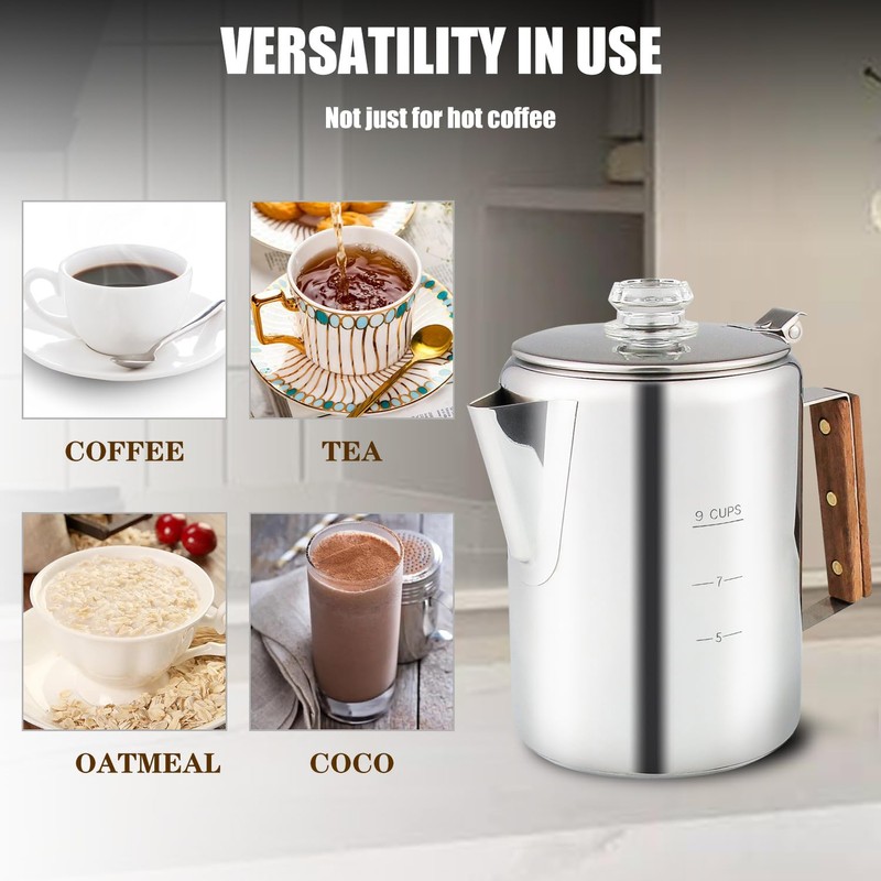 APOXCON Coffee Percolator Camping Coffee Pot Stainless Steel Coffee Maker