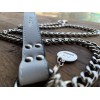 Bek&Co Chain Dog Leash Silver Metal With Gray Genuine Leather