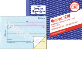 Avery Zweckform 1736 Receipt Pad German Language Pack of 1 Weiß