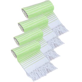 Native Fab Oversized Beach Towel, 4 Pack, 40x71 inches 100% Cotton Turkish Peshtemal for Adults,Soft & Absorbent, Extra Large Beach Towel for Hammam Spa Beach Blanket Bath, Cabana Strips, Green White