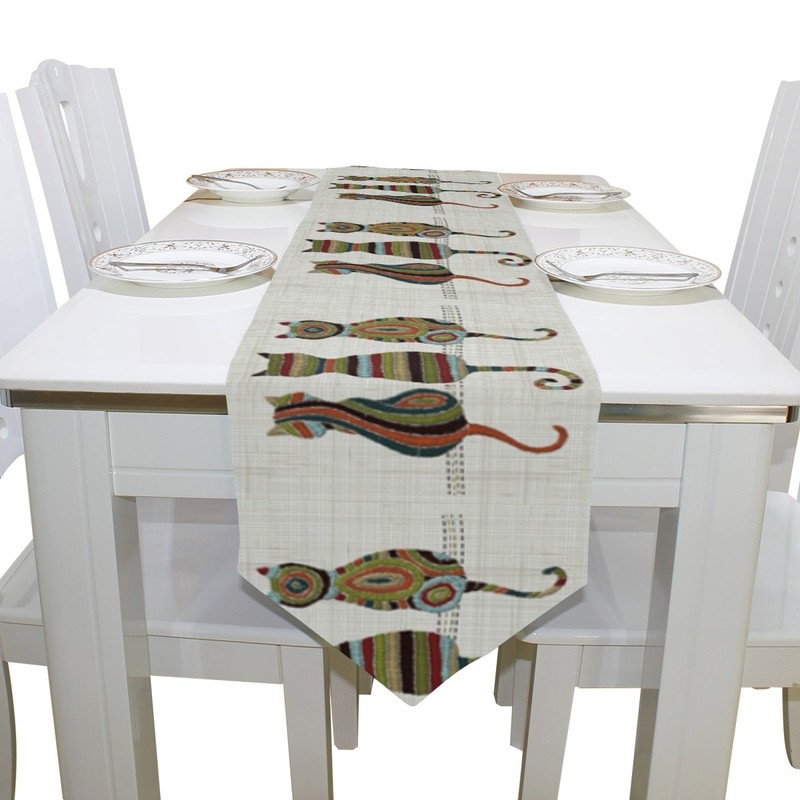 Naanle Naanle Kitten Cat Long Table Runner 13x90 Inch, Abstract