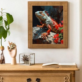 VNUIEHG Paint by Number, Sunbathing Iguana on a Rock, Adult Crafts Adults' Paint-by-Number Kits, Room Decor Gift for Birthday Festival (16x20 inch, No Frame)