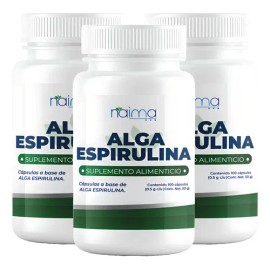 Alga Espirulina Orgánica 500 Mg Pack 3 Frascos Con 100 Caps Sabor Sin Sabor                                                                           