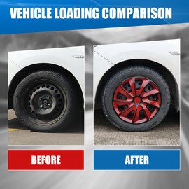 Winjet 17 inch Hubcaps Wheel Covers - (Set of 4) Wheels Rim Cover - Car Accessories Black Lacquer & Red Lacquer Hubcap Standard Steel Wheels - Snap On Auto Tire Replacement Exterior Cap