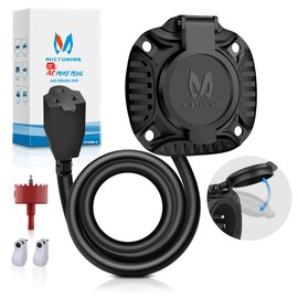 MICTUNING AC Port Plug with Heavy Duty Integrated 20 Inch Extension Cord and Water Resistant Spring Loaded Cover, Black