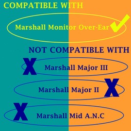 TaiZiChangQin Monitor Ohrpolster Ohrpolster Ersatz Kompatibel mit Marshall Monitor Over-Ear Kopfhörer Protein Leder