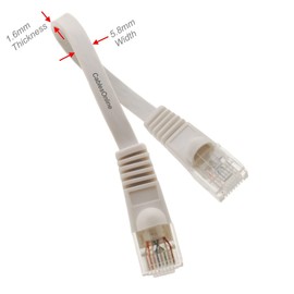 CablesOnline, 5-Pack White 6-inch (0.5ft) CAT6 Network UTP Ethernet RJ45 Flat-Design Patch Cable, U6-000FW-5