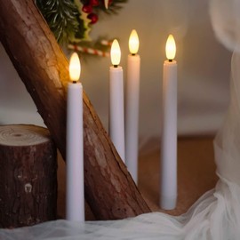 Flameless Flickering Taper LED Window Candle Battery Operated,Removable Golden Candle Stands, with Remote Timer (3D Candle with Gold Holders)