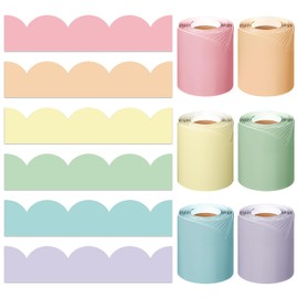 Fuutreo 6 Rolls 196. 8 ft Bulletin Board Borders, Colorful Scalloped Border Trim for Whiteboard, Cork, Posterboard Summer Bulletin Board Decor for Classroom Back to School Office Home(Pastel)