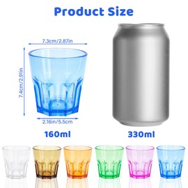 DIBALIYI 6 PCS Plastic Cups Reusable, Plastic Tumblers for Children, Premium Coloured Drinking Glasses for Adults Party, Stackable Acrylic Cups for Home Camping Picnic BBQ, 6 Colors