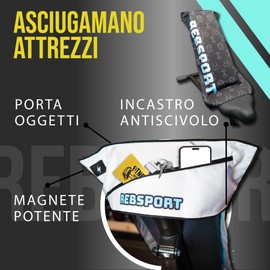 Rebsport Set of 2: Gym Towel with Pocket for Objects and Magnet + Free Shower Towel, Microfibre Towel for Gym Bench + Shower Towel or Beach Towel, Picnic, Yoga and Fitness