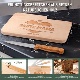 Unique Gift Idea for Mum: Wooden Breakfast Board with Engraving - Perfect for Christmas