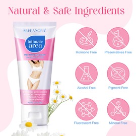 Intimate Painless Depilatory Gel for Women - Bikini Hair Removal for Sensitive Skin, Underarms, and Private Parts, Suitable for All Skin Types