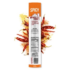 Wenzel’s Farm Spicy Sticks │Made in the USA Snack Sticks│ Flavorful, Natural Smoked │ High Protein, Low Carb │ No MSG, Fillers, Binders, Artificial Colors │ Gluten Free | 16 sticks (8 packs of 2)