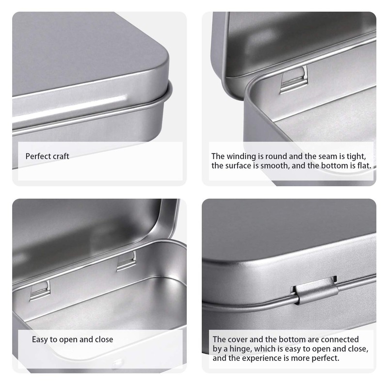 Tamicy Metal Rectangular Empty Hinged Tins - Pack of 40