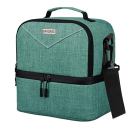 BAVGRED 9.8L Insulated Lunch Bag Women Double Deck Lunch Box Leakproof Lunch Cooler Tote for Women Men Work (Green)