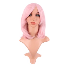 MapofBeauty 16 Inch/40 cm Fashion Short Side Bangs Synthetic fiber Hair BOB Women Wig (Pink Pale)