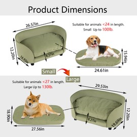 Dog Bed Dog Sofa Pet Sofa Bed Cat Sofa Couch/Removable Washable Pet Couch/Wooden Frame Pet Sleeping Chair Bed Cushion Dog Couch for Medium Dods Puppy Bed Modern Pet Chair Furniture (Green, Large)