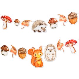 Papierdrachen 10 m Garland as Autumn Decoration, Decoration for Crafts for Boys and Girls, Squirrels and Hedgehogs, Creative Project in Nursery and School