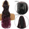 HENSLEELY 22Inch Claw Wavy Ponytail Extension Black to Burgundy Long