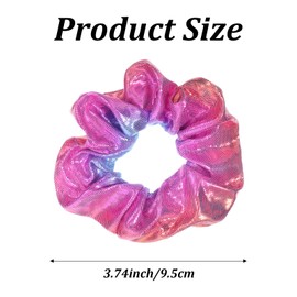 QFGasre 24Pcs Scrunchies for Women Shiny Metallic Elastic Hair Bands Scrunchy Rainbow Hair Scrunchies Colorful Hairs Ties for Women Gymnastics Birthday Party Favors