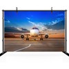 CHNYWORK 7ftx5ft Airplane Photography Backdrop Aircraft Parking Airport Runway Blue