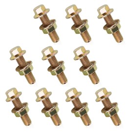 DACIRTY 10 PCS M8 x 1.25 Exhaust Manifold Bolt Kit, Full-Threaded High-Strength Carbon Steel Hex Flange Bolt Screw, 10.9 Grade Strength Components, Suitable for Most Cars (Gold)