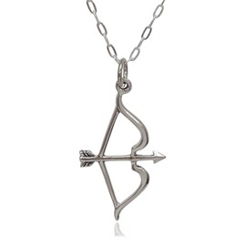 Sterling Silver Bow and Arrow Archery Charm Necklace, 18"