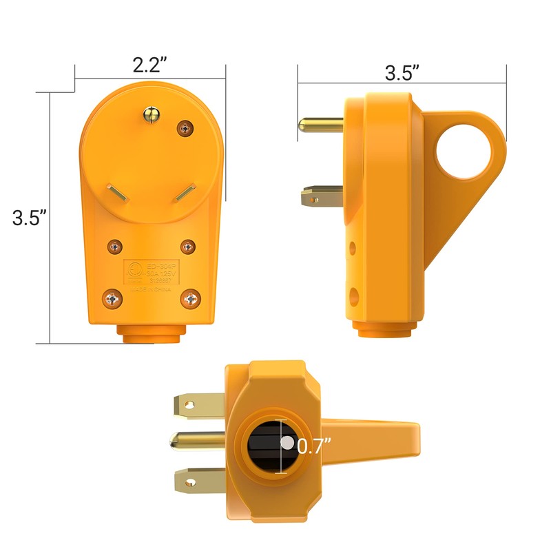 MICTUNING 125V 30Amp Heavy Duty Male Plug RV Replacement with